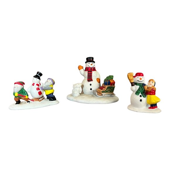 Lemax Other - Lemax Christmas Village Accessory 1990s Lot of 7 Figures Snowmen, Children Vtg